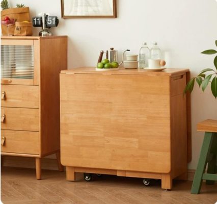 Bàn ăn bánh xe ms01 lúc gấp gọn